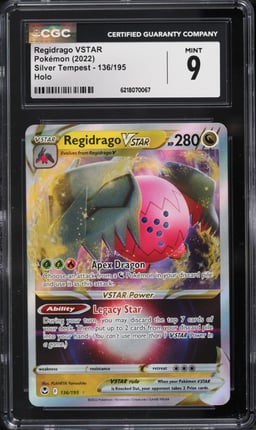 2022 Pokemon Sword & Shield Silver Tempest Holo Regidrago VSTAR #136 CGC 9 MINT
