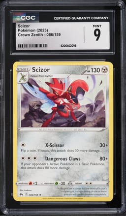 2023 Pokemon Sword & Shield Crown Zenith Scizor #86 CGC 9 MINT