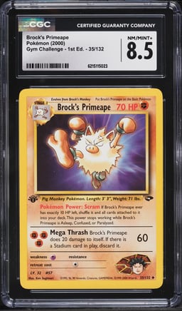 2000 Pokemon Gym Challenge 1st Edition Brock's Primeape #35 CGC 8.5 NM-MT+