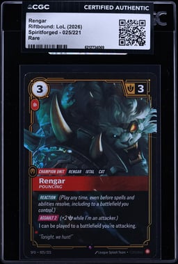 2026 Riftbound League Of Legends LoL Spiritforged Rengar #025 CGC AUTH