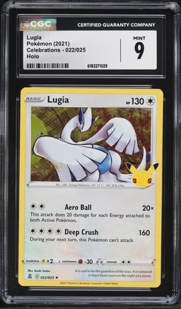 2021 Pokemon Sword & Shield Celebrations Holo Lugia #22 CGC 9 MINT