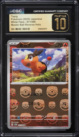 2025 Pokemon Japanese SV White Flare Master Ball Reverse Holo Tepig #11 CGC 10 PRISTINE