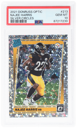 2021 Donruss Optic Rated Rookie Silver Circles Najee Harris #213 51/125 PSA 10