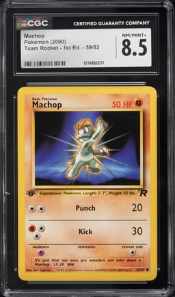2000 Pokemon Team Rocket 1st Edition Machop #59 CGC 8.5 NM-MT+