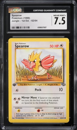1999 Pokemon Jungle 1st Edition Spearow #62 CGC 7.5 NRMT+