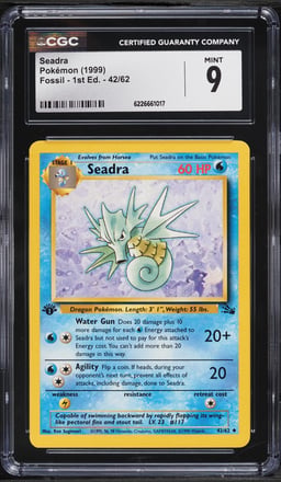 1999 Pokemon Fossil 1st Edition Seadra #42 CGC 9 MINT