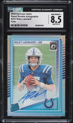 2025 Donruss Optic Holo Riley Leonard ROOKIE AUTO /199 #255 CGC 8.5 NM-MT+