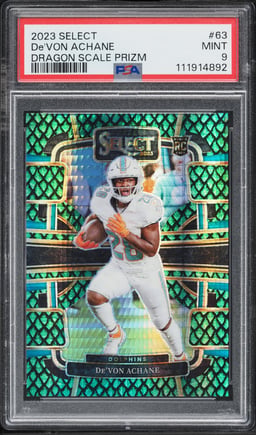 2023 Select Dragon Scale Prizm De'von Achane ROOKIE /70 #63 PSA 9 MINT