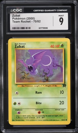 2000 Pokemon Team Rocket Zubat #70 CGC 9 MINT