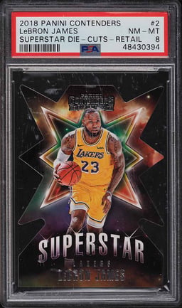 2018 Panini Contenders Superstar Retail Die-Cut LeBron James #2 PSA 8 NM-MT