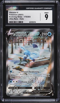 2021 Pokemon Sword & Shield Evolving Skies Holo Glaceon V #175 CGC 9 MINT