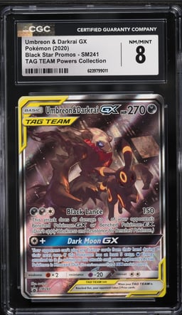 2020 Pokemon Sun & Moon Promo Tag Team Powers Full Art Umbreon & Darkrai GX #SM241 CGC 8 NM-MT