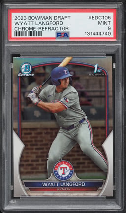 2023 Bowman Chrome Refractor Wyatt Langford PROSPECT #BDC-106 PSA 9 MINT