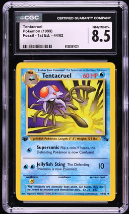 1999 Pokemon Fossil 1st Edition Tentacruel #44 CGC 8.5 NM-MT+