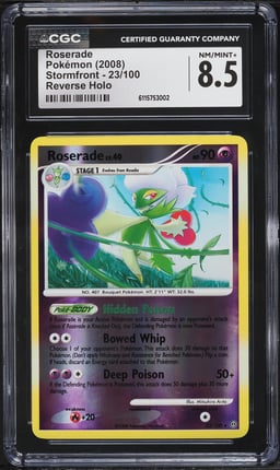 2008 Pokemon Diamond & Pearl Stormfront Reverse Holo Roserade #23 CGC 8.5 NM-MT+