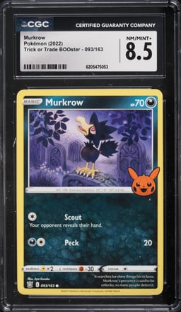 2022 Pokemon Sword & Shield Trick Or Trade BOOster Murkrow #93 CGC 8.5 NM-MT+