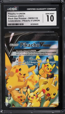 2021 Pokemon Sword & Shield Promo Celebrations Holo Pikachu V-UNION #SWSH139 CGC 10 GEM MINT