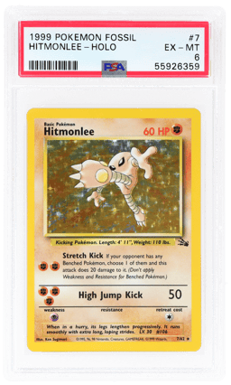 1999 Pokemon Fossil Holo Hitmonlee #7 PSA 6
