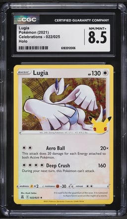 2021 Pokemon Sword & Shield Celebrations Holo Lugia #22 CGC 8.5 NM-MT+