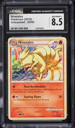 2010 Pokemon HeartGold & SoulSilver Unleashed Ninetales #20 CGC 8.5 NM-MT+