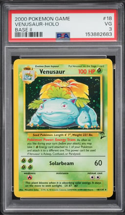 2000 Pokemon Base Set 2 Holo Venusaur #18 PSA 3 VG