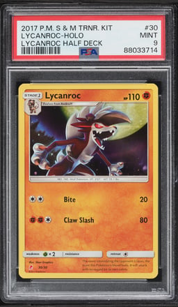 2017 Pokemon Sun & Moon Trainer Kit Holo Lycanroc #30 PSA 9 MINT