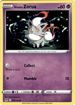 2022 Hisuian Zorua #75 Lost Origin