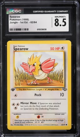 1999 Pokemon Jungle 1st Edition Spearow #62 CGC 8.5 NM-MT+