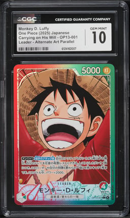 2025 One Piece Japanese Carrying On His Will Alt Art Leader Monkey D. Luffy #OP13-001 CGC 10