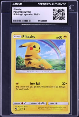 2017 Pokemon Sun & Moon Shining Legends Pikachu #28 CGC AUTH