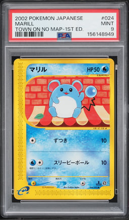 2002 Pokemon Japanese The Town On No Map 1st Edition Marill #24 PSA 9 MINT