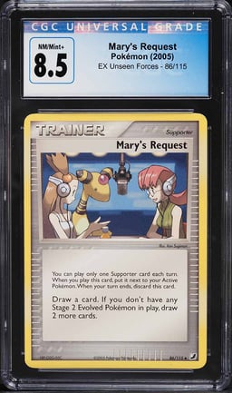 2005 Pokemon EX Unseen Forces Mary's Request #86 CGC 8.5 NM-MT+