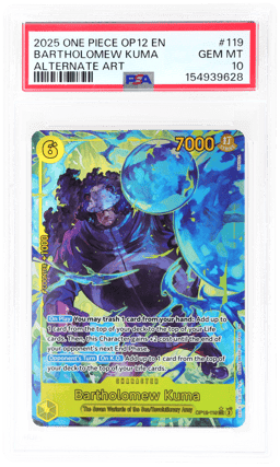 2025 One Piece Legacy of the Master Alternate Art Bartholomew Kuma #OP12-119 PSA 10