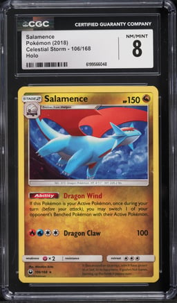 2018 Pokemon Sun & Moon Celestial Storm Holo Salamence #106 CGC 8 NM-MT
