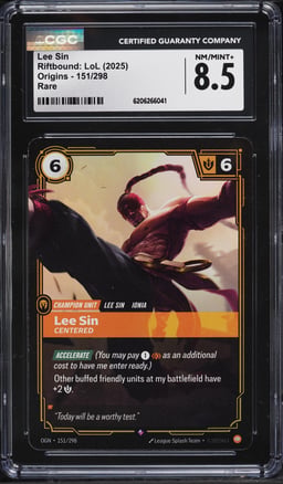 2025 Riftbound League Of Legends LoL Origins Lee Sin #151 CGC 8.5 NM-MT+