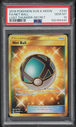 2018 Pokemon Sun & Moon Lost Thunder Gold Rare Net Ball #234 PSA 10 GEM MINT