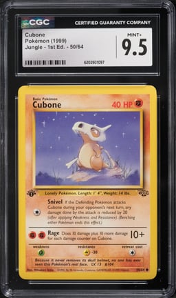 1999 Pokemon Jungle 1st Edition Cubone #50 CGC 9.5 MINT+