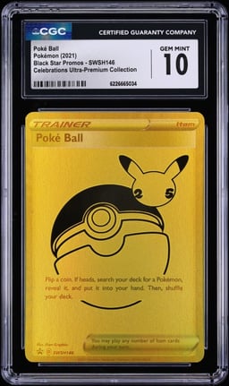 2021 Pokemon SWSH Promo Celebrations Ultra Premium Full Art Poke Ball #SWSH146 CGC 10 GEM MINT