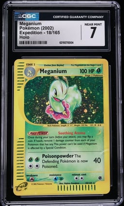 2002 Pokemon Expedition Holo Meganium #18 CGC 7 NRMT