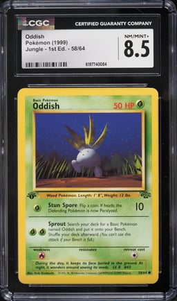 1999 Pokemon Jungle 1st Edition Oddish #58 CGC 8.5 NM-MT+