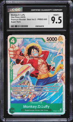 2025 One Piece Japanese Premium Best Vol. 2 SR Monkey D. Luffy #PRB02-005 CGC 9.5 MINT+