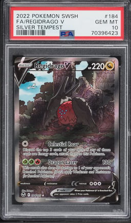 2022 Pokemon Sword & Shield Silver Tempest Full Art Regidrago V #184 PSA 10 GEM MINT