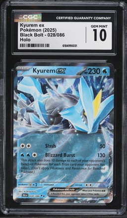 2025 Pokemon Scarlet & Violet Black Bolt Holo Kyurem Ex #28 CGC 10 GEM MINT