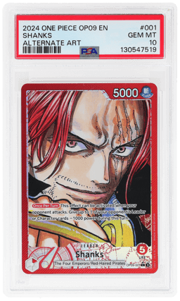 2024 One Piece Emperors In the New World Alternate Art Shanks #OP09001 PSA 10