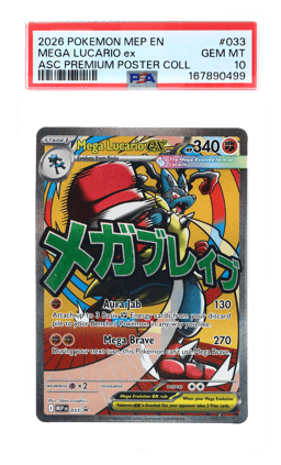 2026 Pokemon Mega Evolution Ascended Heroes Premium Poster Collection Mega Lucario Ex #033 PSA 10