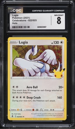 2021 Pokemon Sword & Shield Celebrations Holo Lugia #22 CGC 8 NM-MT