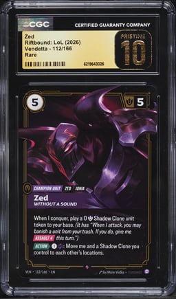 2026 Riftbound League Of Legends LoL Vendetta Zed #112 CGC 10 PRISTINE