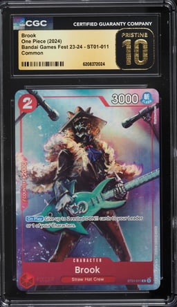 2024 One Piece Bandai Games Fest '23-'24 Alt Art Brook #ST01-011 CGC 10 PRISTINE