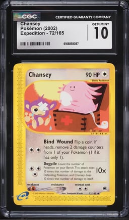 2002 Pokemon Expedition Base Set Chansey #72 CGC 10 GEM MINT