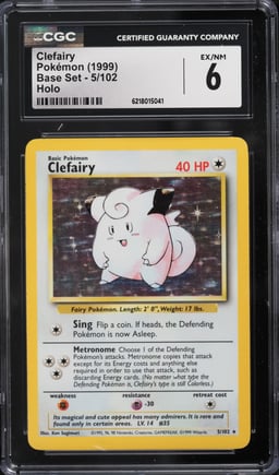 1999 Pokemon Base Set Holo Clefairy #5 CGC 6 EXMT
